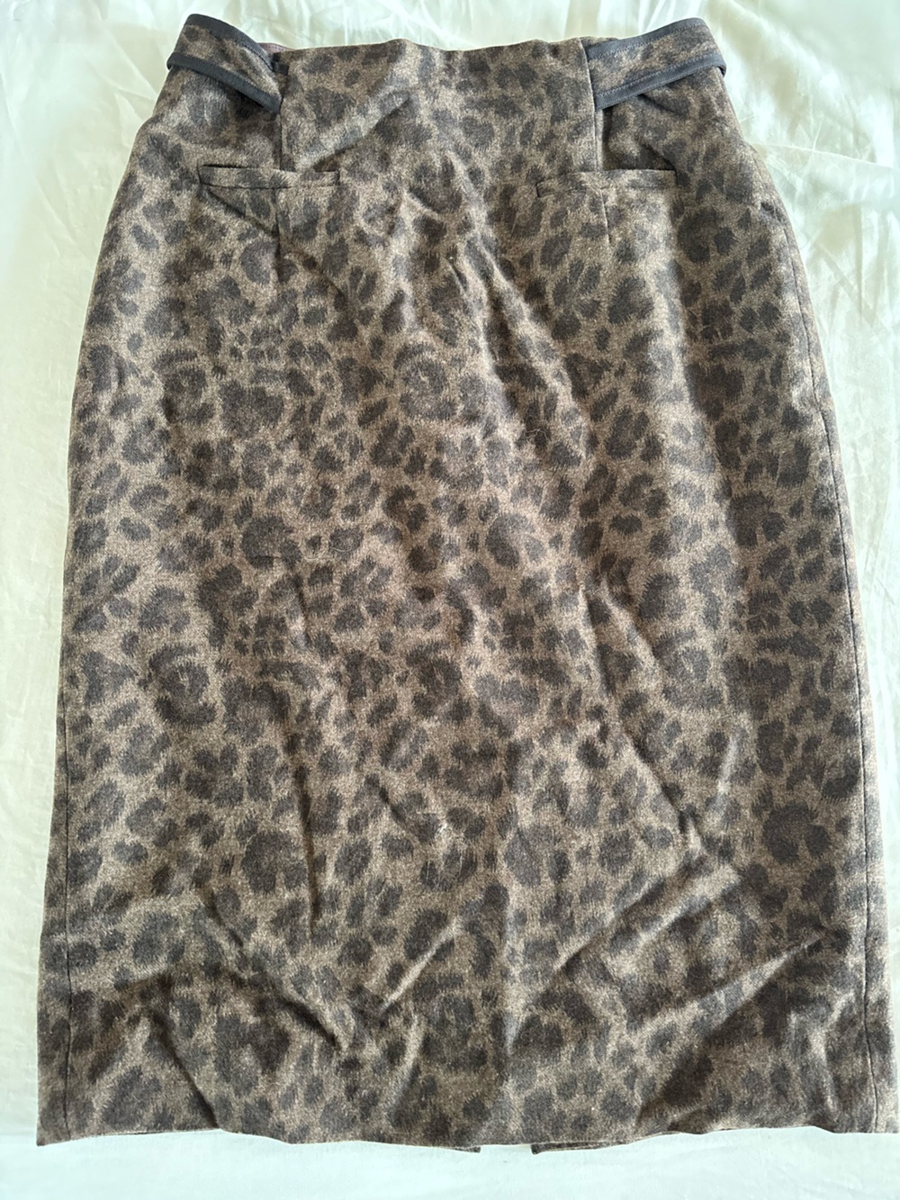 Rebecca Taylor Leopard-Pattern Skirt in Taupe and Dark Brown